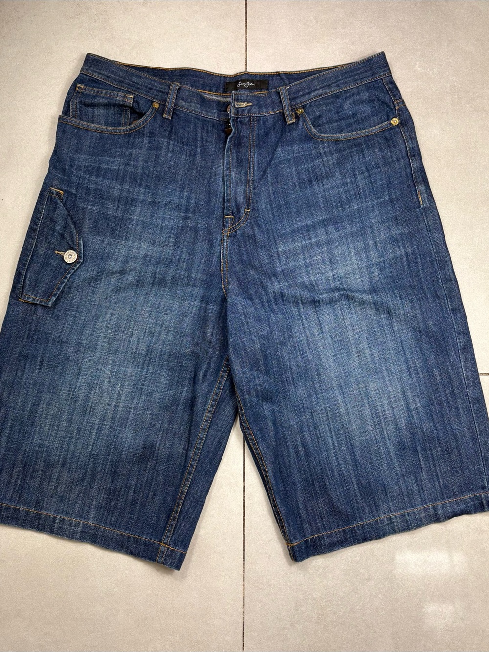 Y2k Sean John Men's Denim Cargo Shorts - Blue